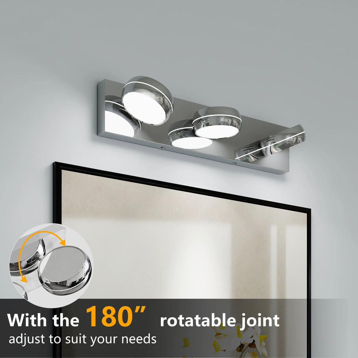 Chrome 3-Light Integrated LED Bathroom Vanity Light