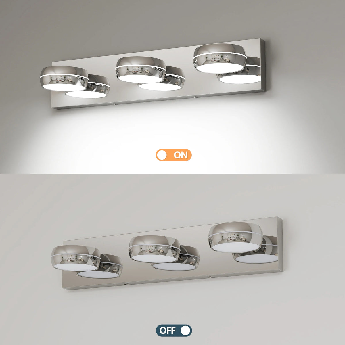 Chrome 3-Light Integrated LED Bathroom Vanity Light