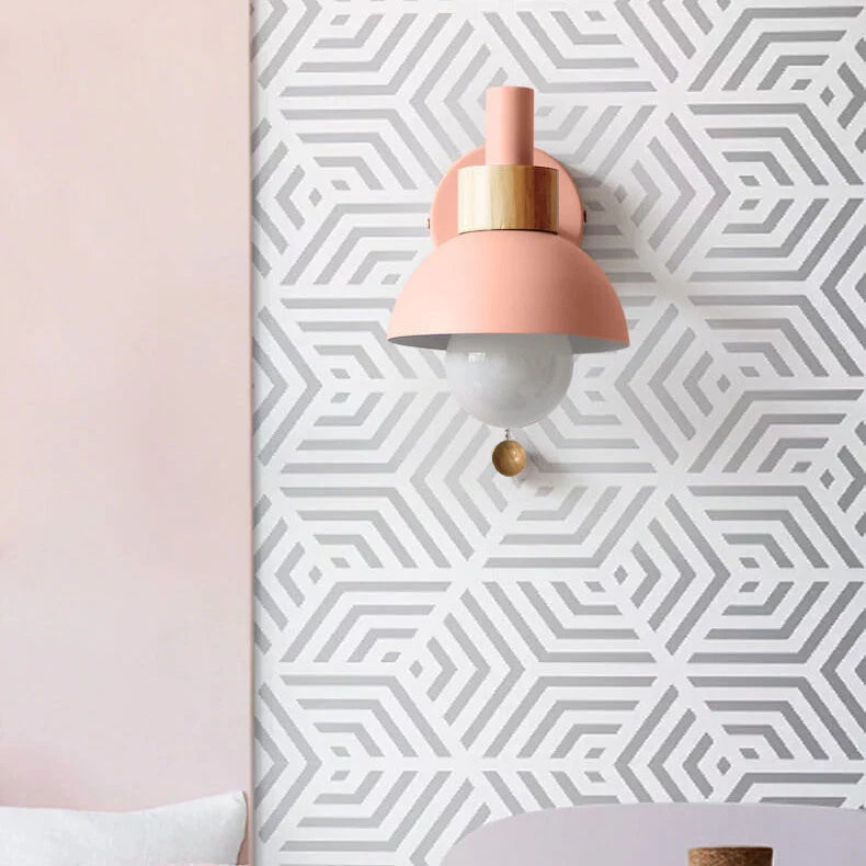 Pull-Chain Colorful Globe Wall Sconce