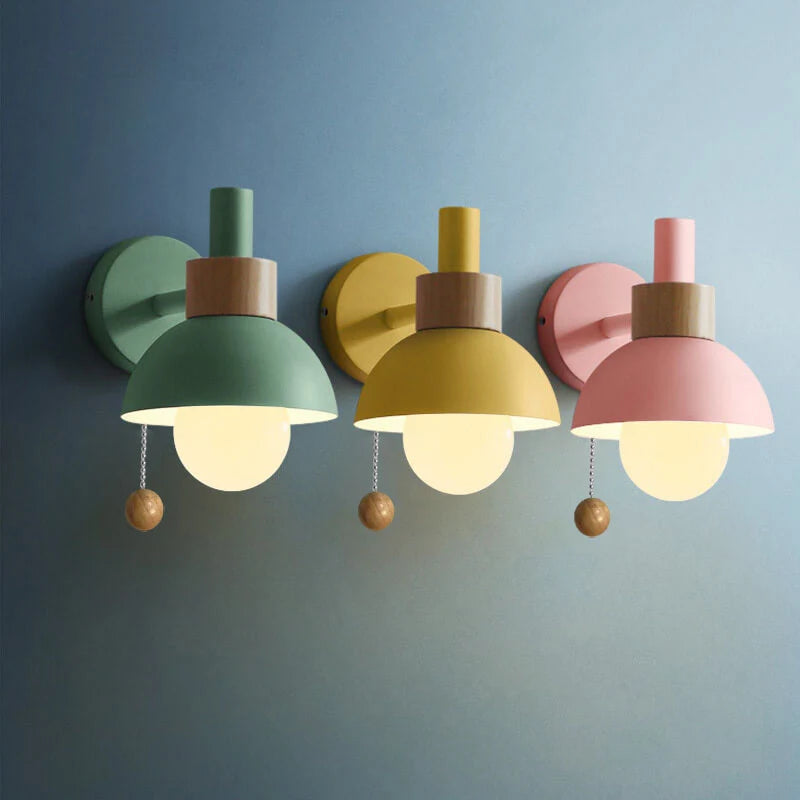 Pull-Chain Colorful Globe Wall Sconce