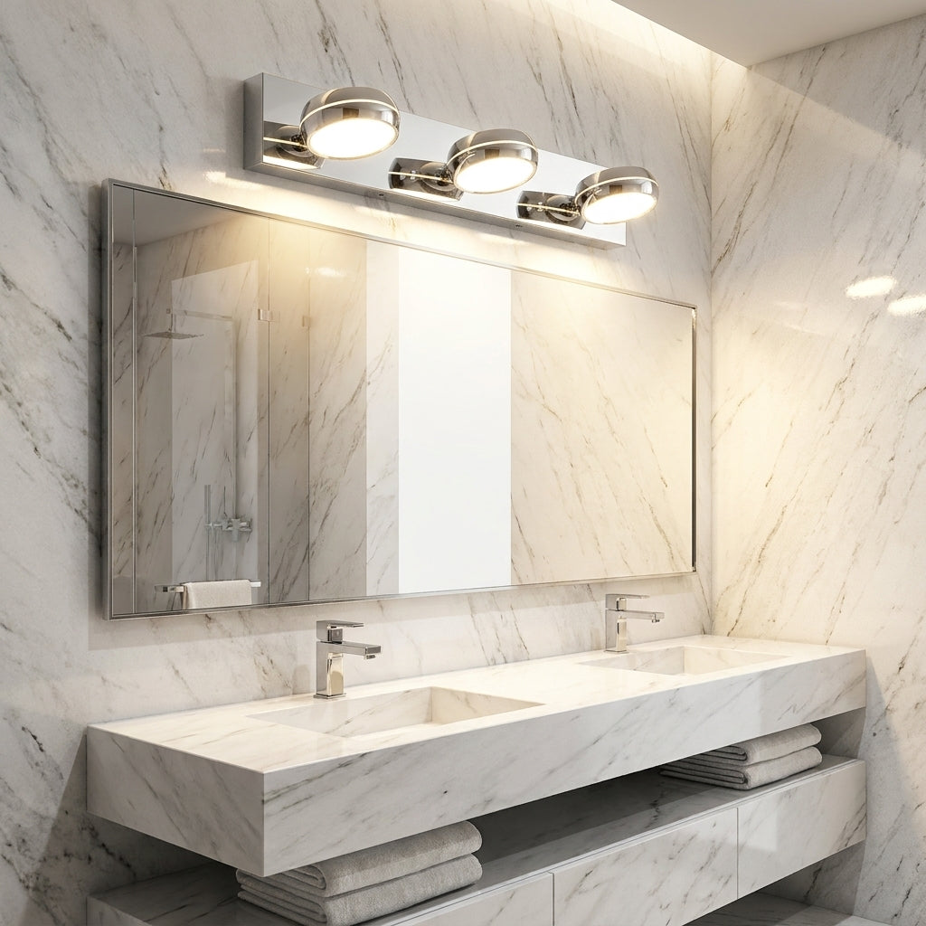 Chrome 3-Light Integrated LED Bathroom Vanity Light