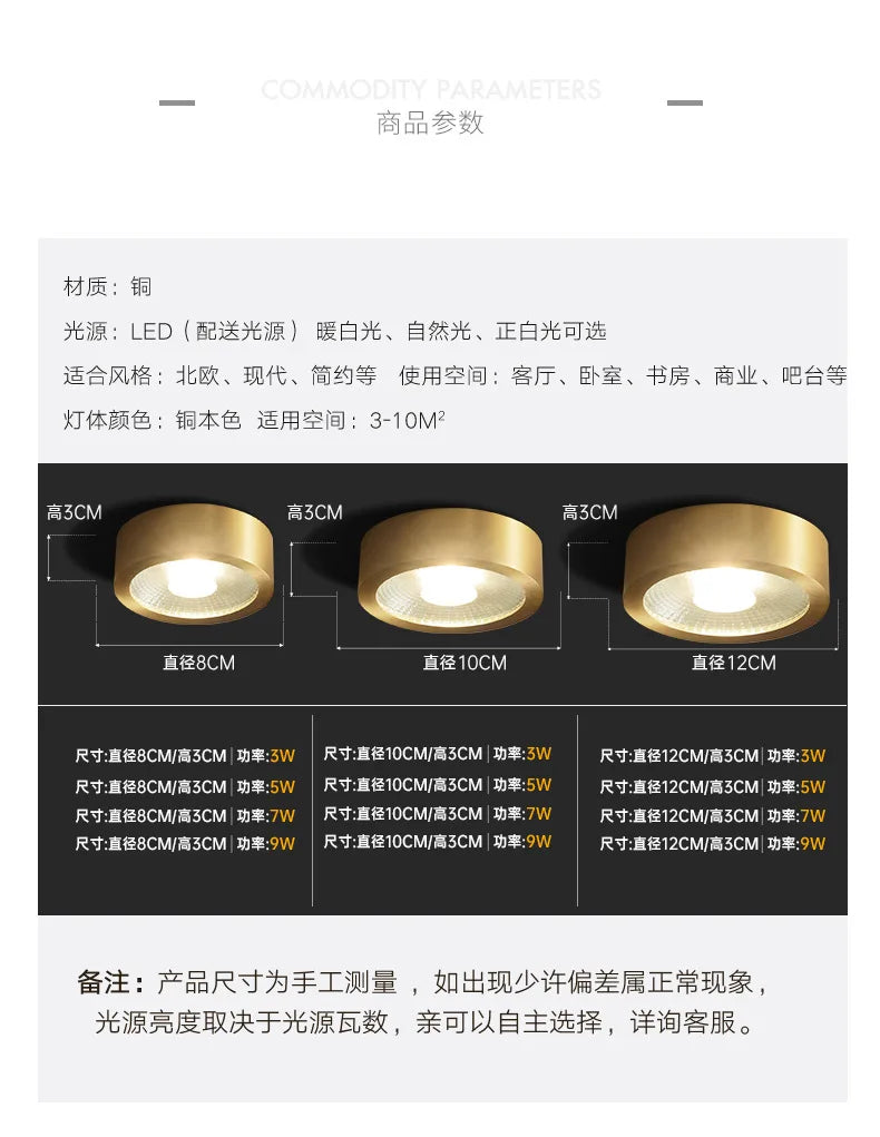 Copper Cylinder Surface-Mount Spotlight