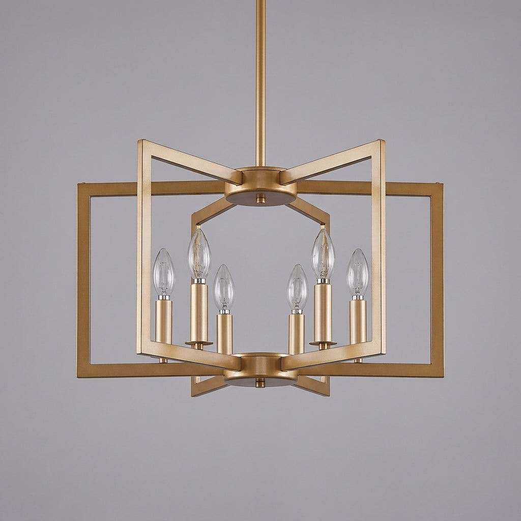 Gold Geometric 6-Light Chandelier