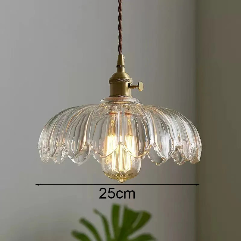 Contemporary Scandinavian Round Disc Brass Glass 1-Light Pendant Light For Bedroom