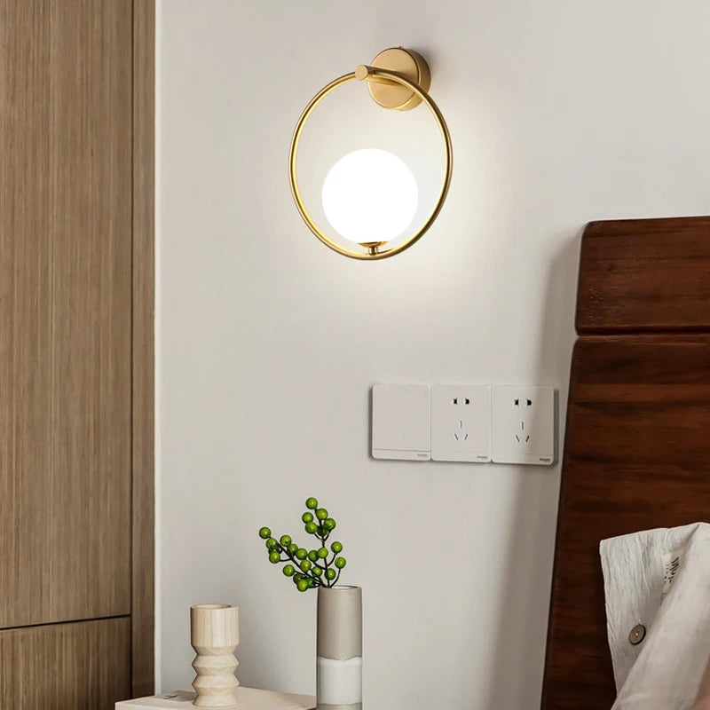 Glass Globe Geometric Wall Sconce