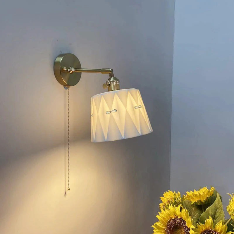 Pull-Chain Ceramic Shade Wall Sconce