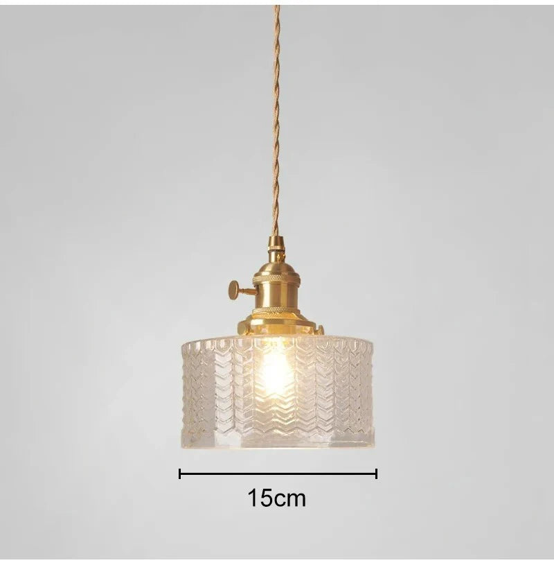 Contemporary Scandinavian Round Disc Brass Glass 1-Light Pendant Light For Bedroom