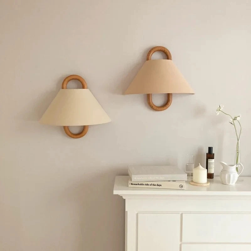 Wood Ring & Fabric Wall Sconce