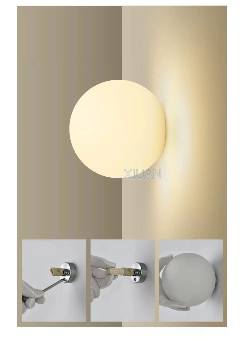 Opal Glass Globe Wall Sconce