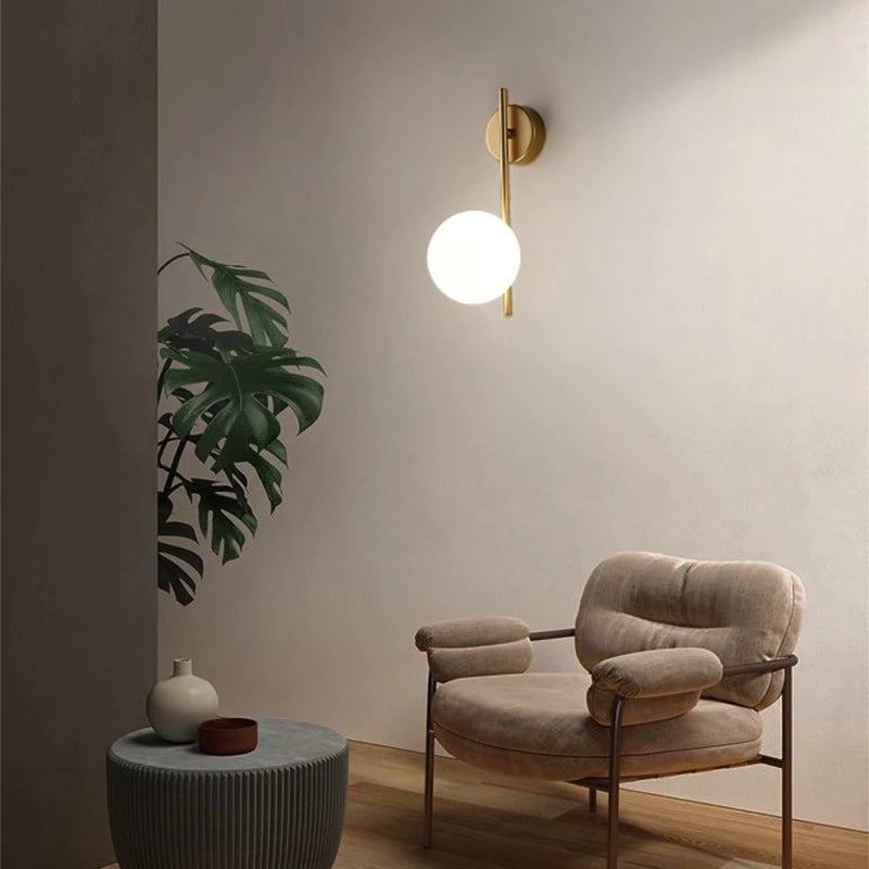 Glass Globe Geometric Wall Sconce