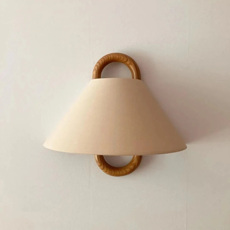 Wood Ring & Fabric Wall Sconce