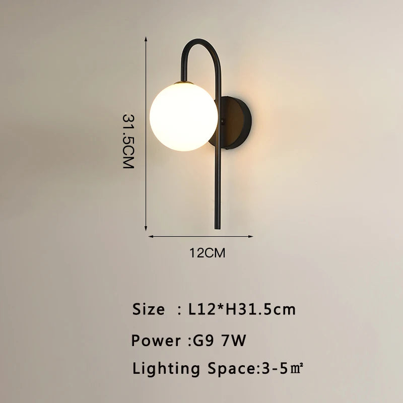 Glass Globe Geometric Wall Sconce