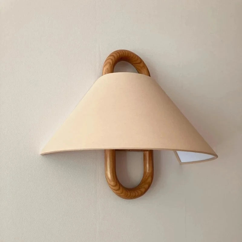 Wood Ring & Fabric Wall Sconce