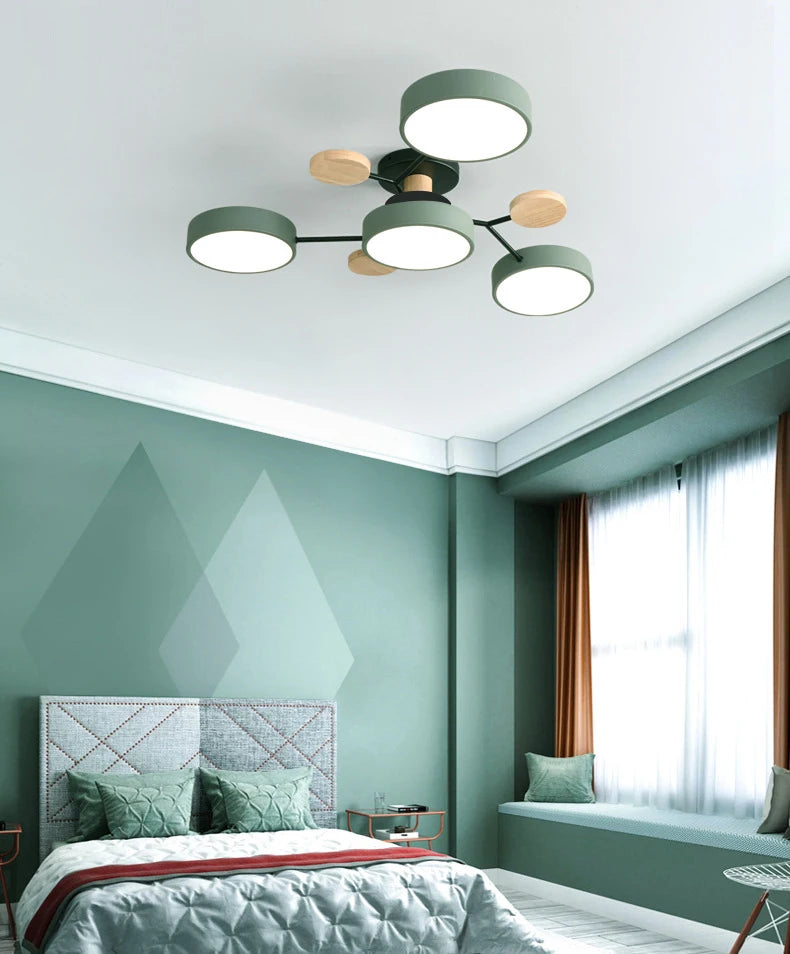 Wood-Accent Multi-Head Ceiling Light