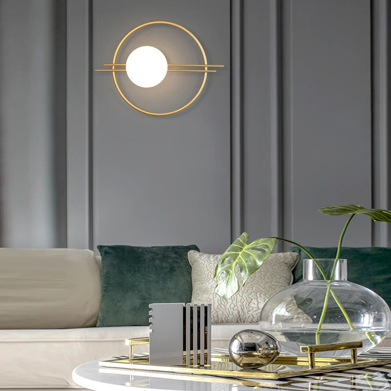 Glass Globe Geometric Wall Sconce