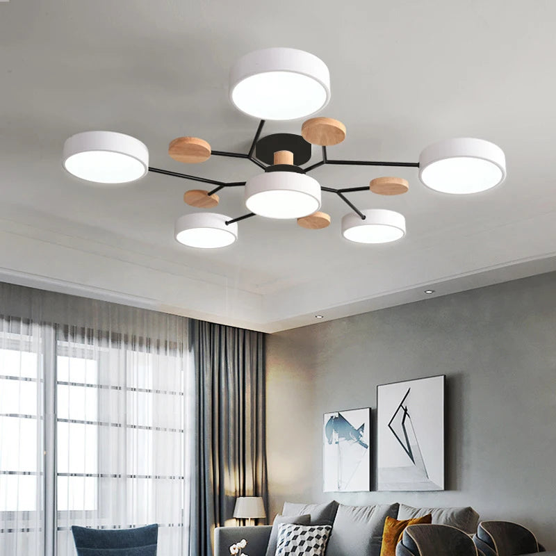 Modern ceiling light fixture in a living room setting