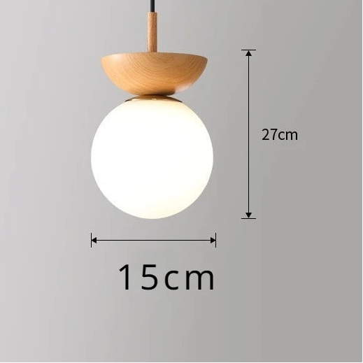 Wood-Accent Glass Globe Semi-Flush Light