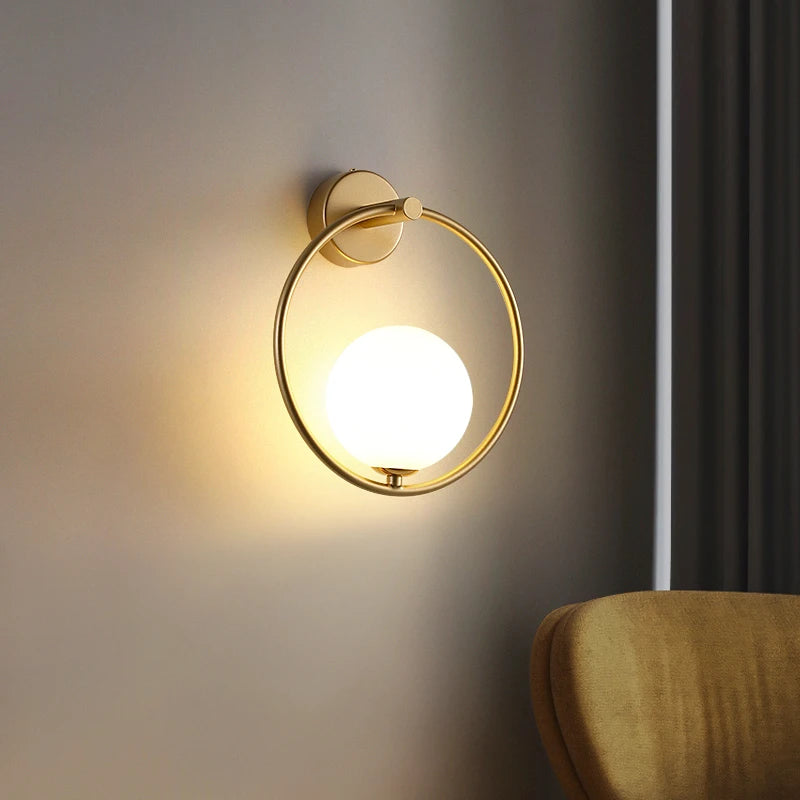 Glass Globe Geometric Wall Sconce