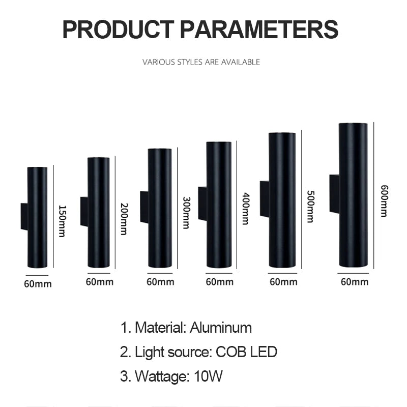 Cylindrical Up & Down LED Wall Light