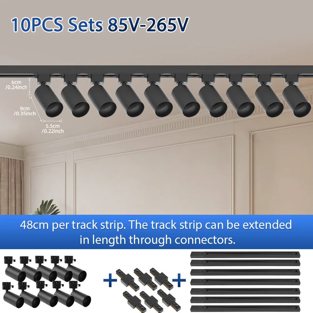 Modern Adjustable Track Tubular Spotlight System LED Flush Mount Lighting