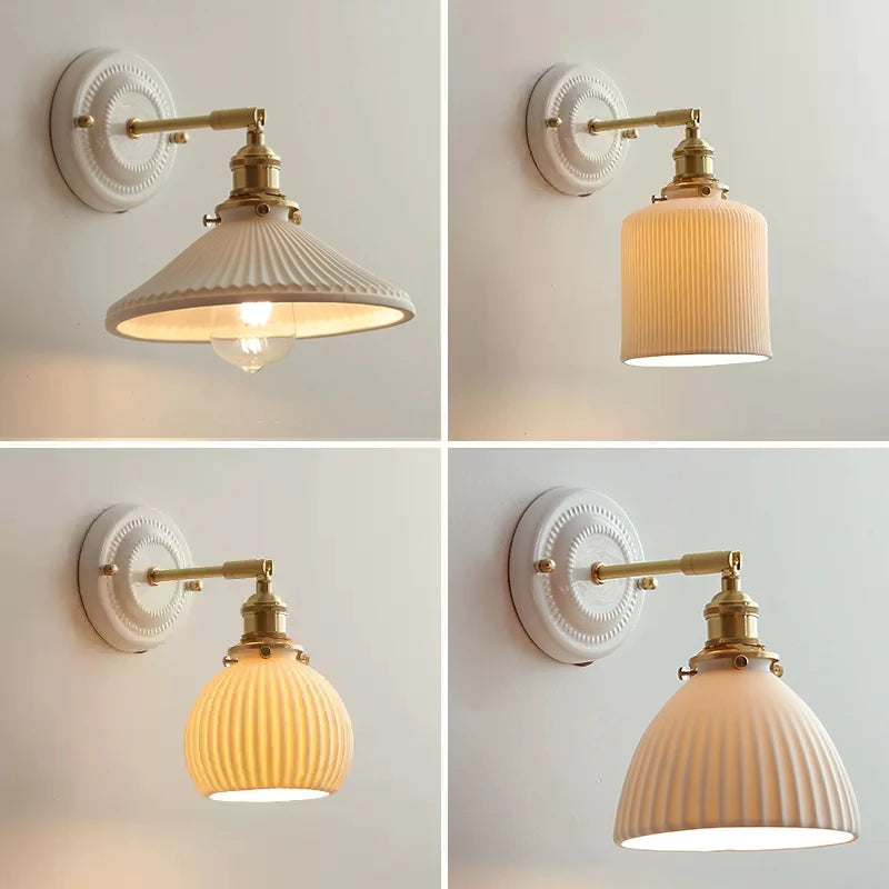 Vintage Ceramic Shade Wall Sconce