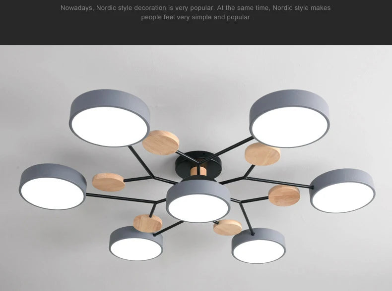 Wood-Accent Multi-Head Ceiling Light