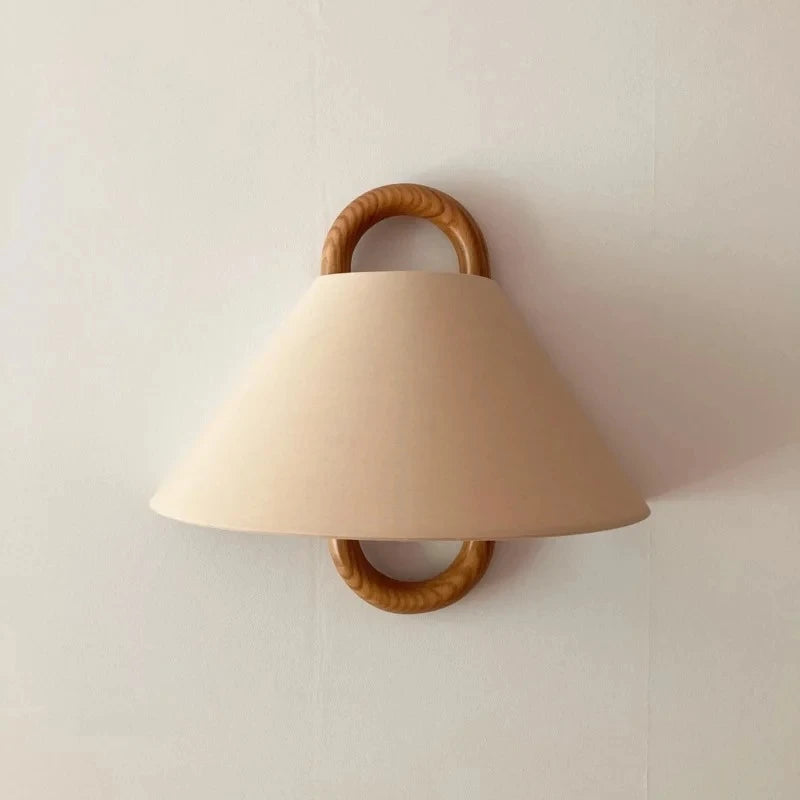 Wood Ring & Fabric Wall Sconce