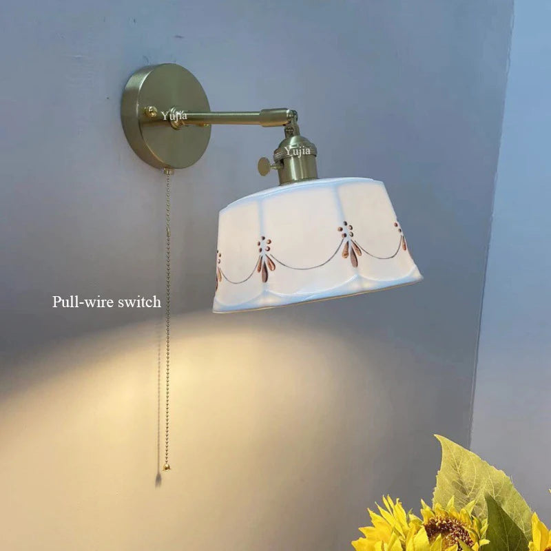 Pull-Chain Ceramic Shade Wall Sconce