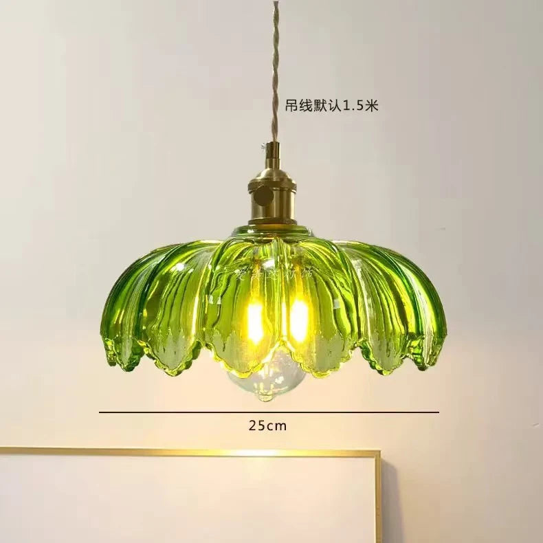 Contemporary Scandinavian Round Disc Brass Glass 1-Light Pendant Light For Bedroom