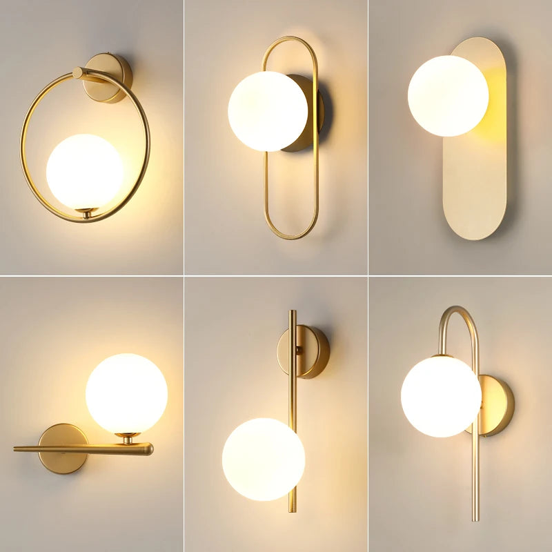 Glass Globe Geometric Wall Sconce