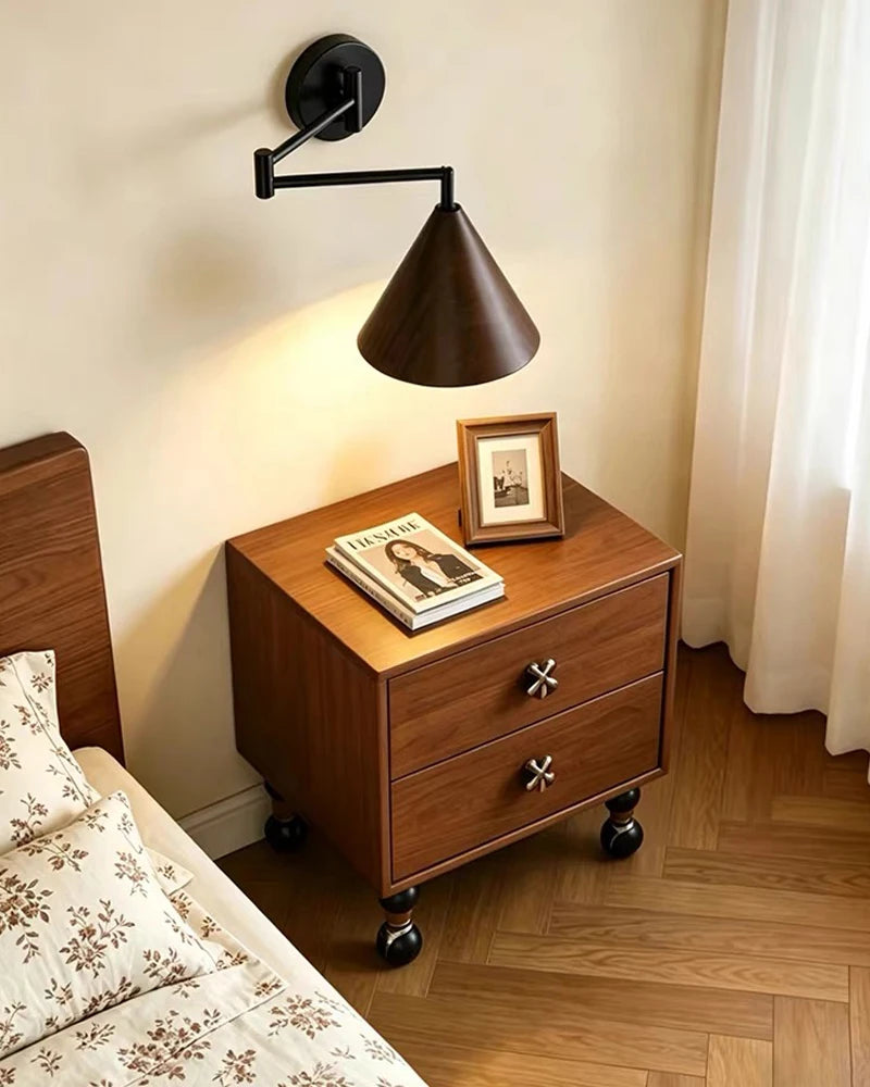 Adjustable Wood-Grain Swing-Arm Wall Sconce