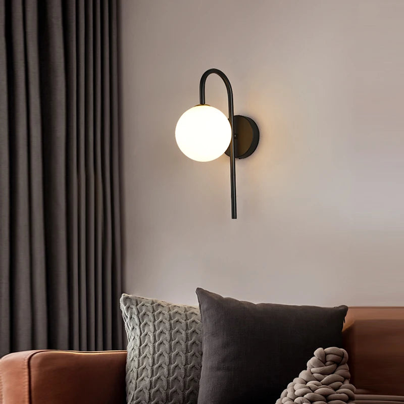 Glass Globe Geometric Wall Sconce