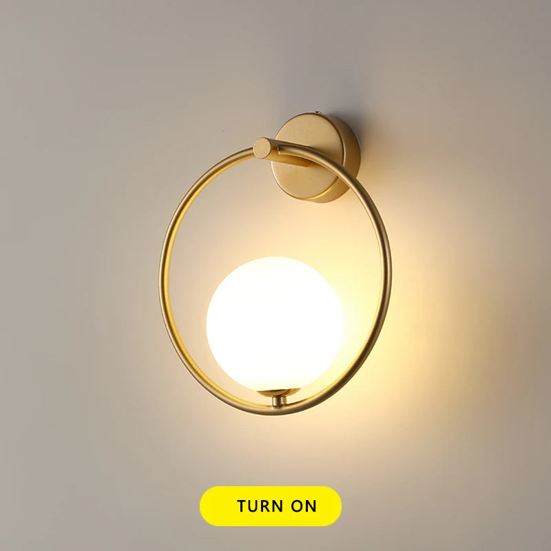 Glass Globe Geometric Wall Sconce