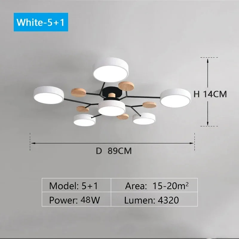 Wood-Accent Multi-Head Ceiling Light