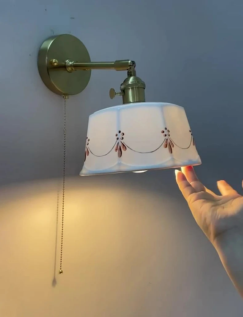 Pull-Chain Ceramic Shade Wall Sconce