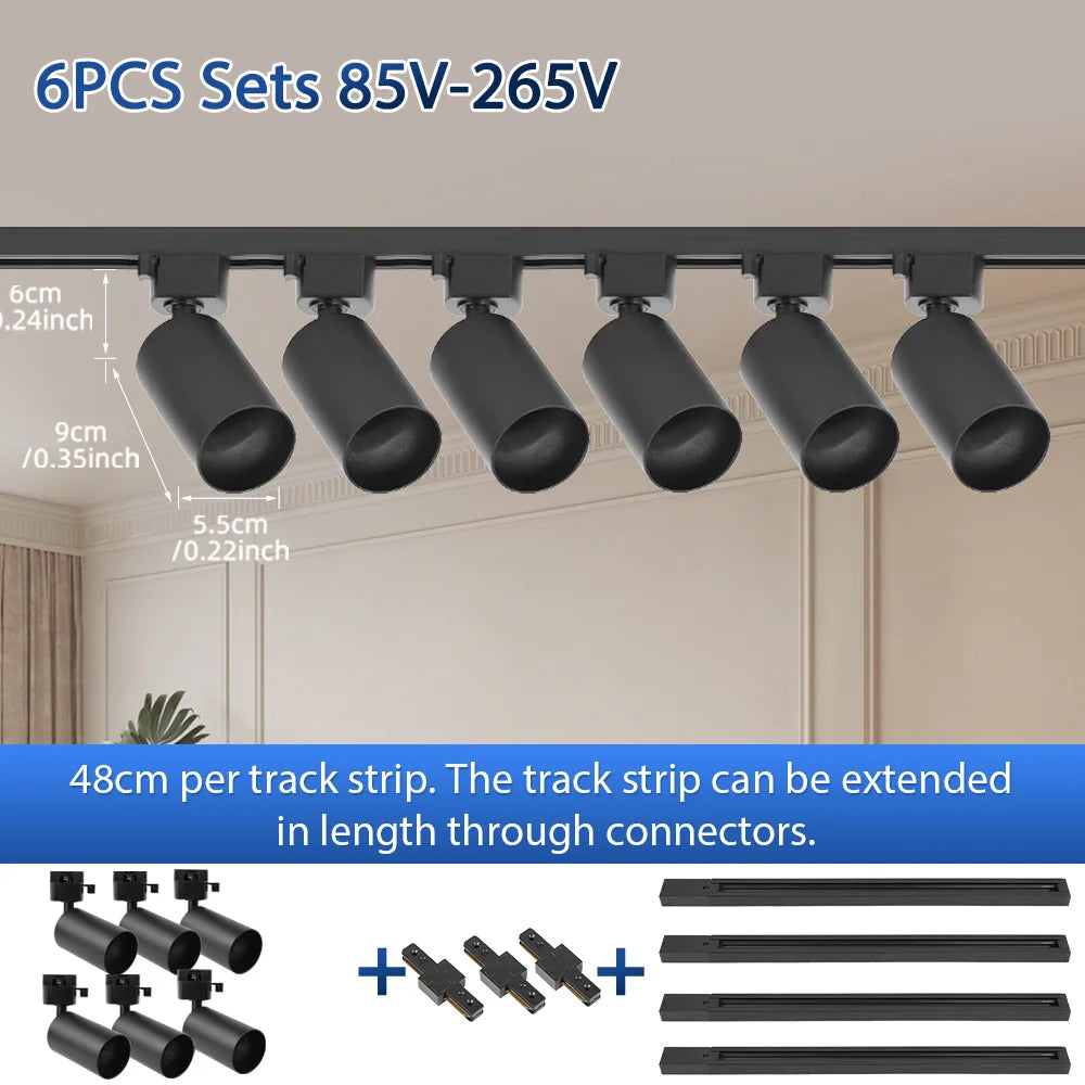 Modern Adjustable Track Tubular Spotlight System LED Flush Mount Lighting