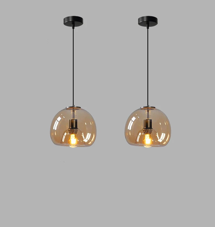 Smoke Gray Glass Dome Pendant