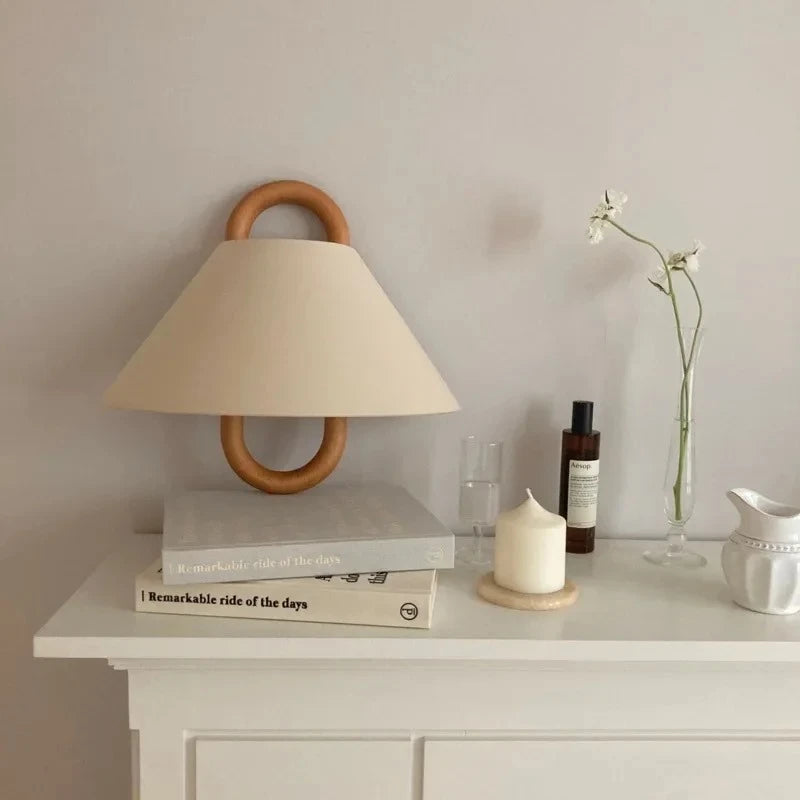 Wood Ring & Fabric Wall Sconce