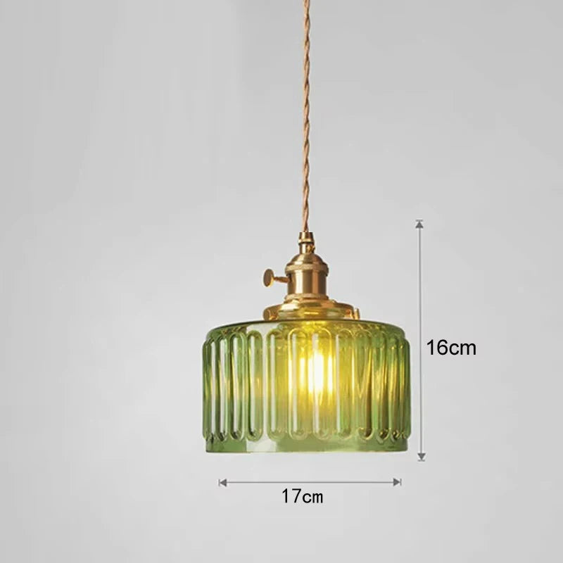 Contemporary Scandinavian Round Disc Brass Glass 1-Light Pendant Light For Bedroom
