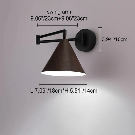 Adjustable Wood-Grain Swing-Arm Wall Sconce