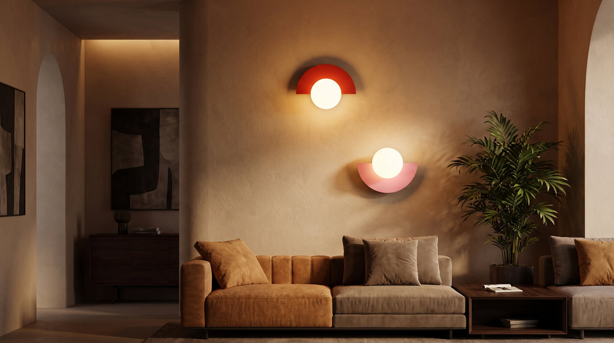 Sculptural wall light in a calm interior